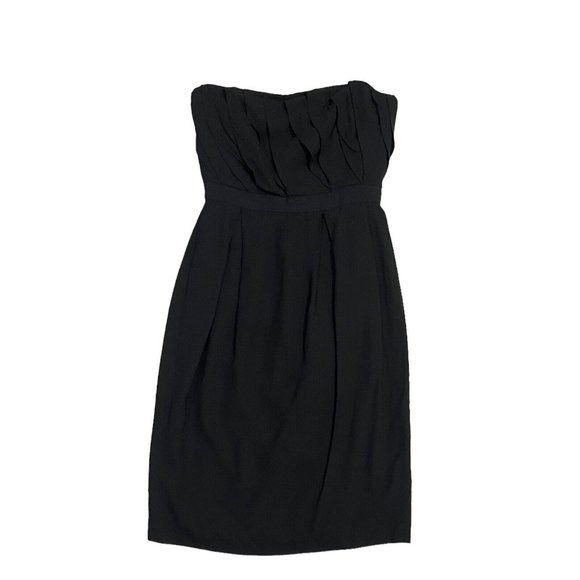 VERONIKA MAINE Dresses & Skirts - Veronika Maine Back Zipper Strapless Midi Black Dress Size 8 XS Knee Length
